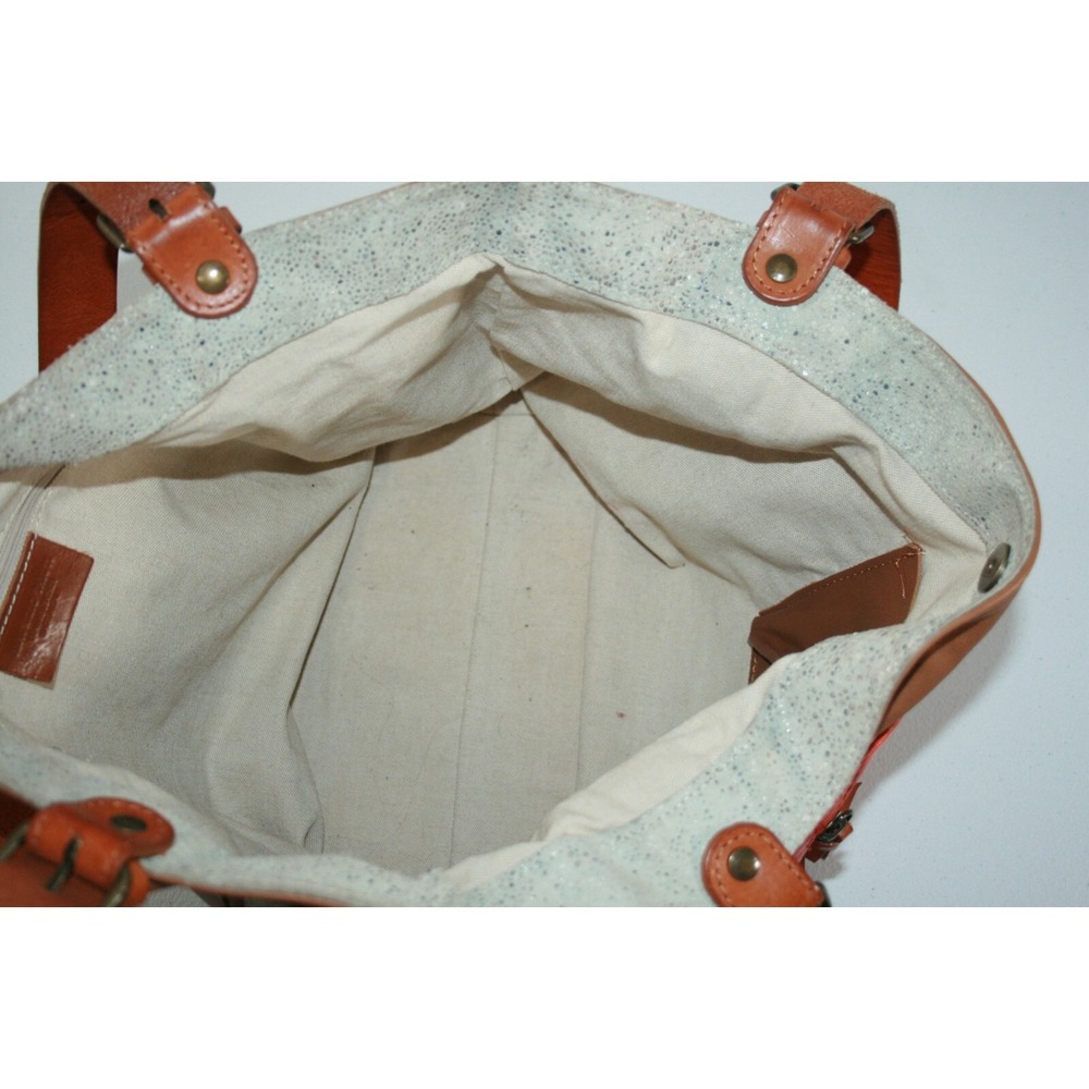Maurizio Taiuti Brown Orange Leather Women's Tote Handbag Purse - Picture 7 of 12